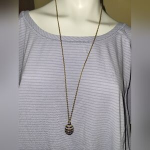 Vintage Rare J.Crew Blue Enamel Rhinestone Egg Pendant Necklace